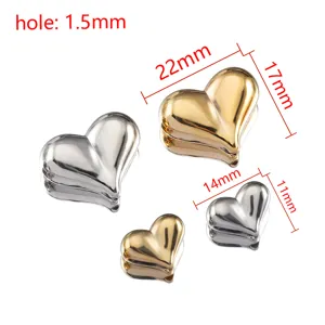 Gold and silver heart-shaped spacer beads with 1.5mm hole for DIY jewelry making
