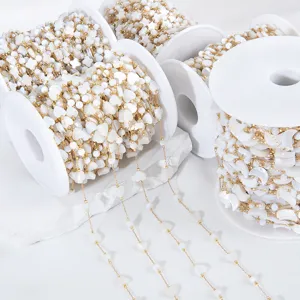 Catena multi-stile in acciaio inox 304 con perle di conchiglia bianca per bigiotteria DIY