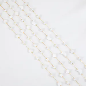 Elegante catena in acciaio inox con ciondoli in conchiglia bianca per gioielli DIY.