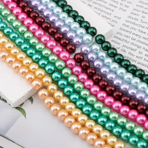 High Gloss Glass Colorful Artificial Pearl Loose Beads Round Ball Beads For Handcrafted DIY Jewelry Making Necklace Sweater Chain Crafting Materials