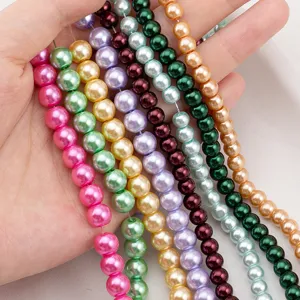 High-gloss colorful glass imitation pearls for DIY jewelry making and handmade crafts