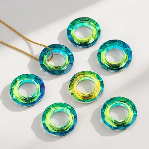 Multi-faceted Colorful Glass Angel Halo Beads For DIY Jewelry Making Shiny Large Hole Round Ring Loose Beads Accessories