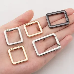 Square metal spring ring buckles for bags and DIY keychain accessories