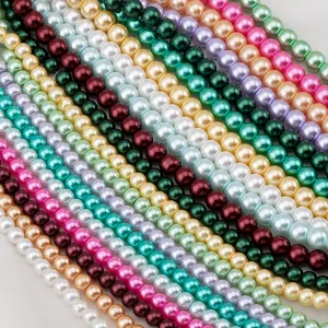 High-gloss colorful glass imitation pearl loose round beads for handmade DIY jewelry crafts