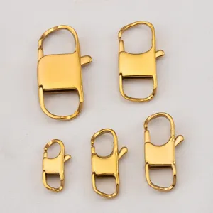 Gold-plated 304 stainless steel lobster clasps in various sizes for jewelry making