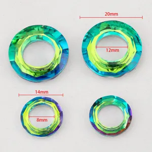 Faceted colorful glass large hole rings for DIY jewelry making, available in 14-20mm.