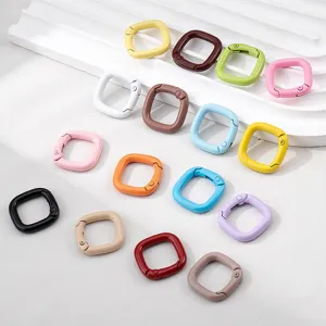 Chiusura ad Anello a Molla Quadrata in Lega Colore Caramella Accessori per Gioielli DIY per Portachiavi Ciondolo Borsa Fibbia di Connessione