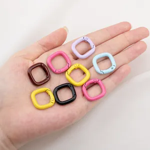 Moschettoni quadrati colorati in lega per portachiavi e accessori per gioielli fai-da-te