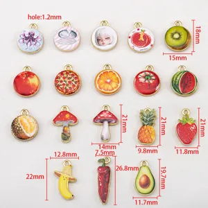 Lot de breloques de fruits en alliage avec dimensions pour la création de bijoux DIY