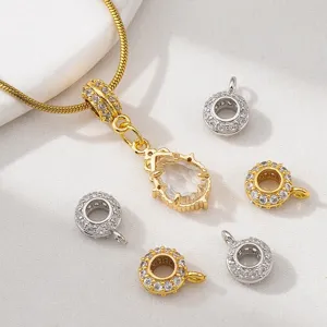 Copper 18K Gold Plated Arched Large Hole Spacer Bead Inlaid Glass Rhinestone T-Piece Pendant Connector For DIY Jewelry Making