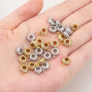 Luxury 18K gold plated micro-pave glass spacer charms for handmade DIY jewelry making