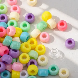Vibrant colorful acrylic large hole pony beads for DIY jewelry and keychain crafts making