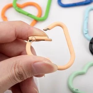 Colorful heart-shaped alloy carabiner with spring mechanism for DIY accessories