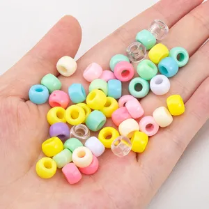 Colorful acrylic large hole pony beads for DIY jewelry making and crafts projects