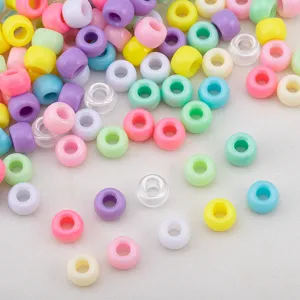 Multicolor acrylic large-hole pony beads for DIY jewelry making and handmade crafts