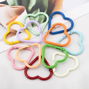 Assorted colorful heart-shaped alloy spring carabiners for DIY keychain accessories