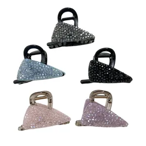 Luxury French Vintage Rhinestone Artificial Crystal Hair Claw Geometric Shark Clip Hair Accessories For Women Party