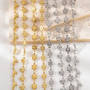 Elegant floral and windmill pattern stainless steel chains for DIY jewelry crafts