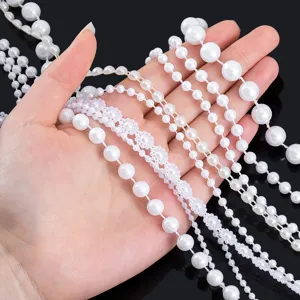 White plastic pearl and flower chain accessories for DIY bag and jewelry making