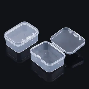 Juego de dos mini cajas de almacenamiento de PP transparente con tapa para joyas pequeñas
