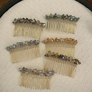 Korean Minimalist Alloy Rhinestone Artificial Pearl Hair Comb Elegant Crystal Side Slide Hairclip For Women Wedding Accessories