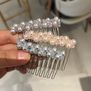 Peigne à Cheveux Inversé en Perles Artificielles Françaises Élégantes Alliage Perles de Cristal Améthyste pour Femmes