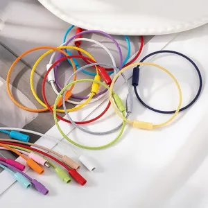 Candy Color Lacquered Steel Wire Keychain Rings With Screw Connectors Minimalist Metal Loop For DIY Jewelry Making Tag Key Ring