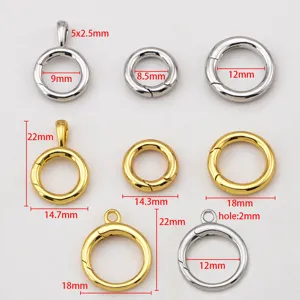 Chiusure ad anello a molla in rame placcato oro 18K in varie misure per progetti di gioielli