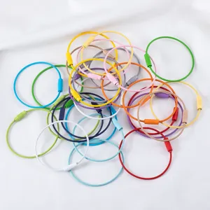 Colorful painted steel wire keyrings with screw connectors for DIY jewelry and crafts