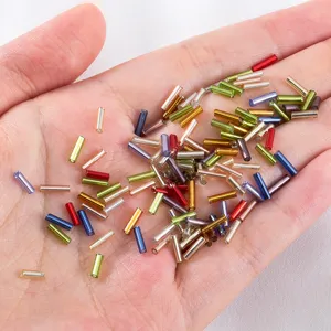 Colorful silver-lined glass bugle beads for DIY necklace and bracelet jewelry making