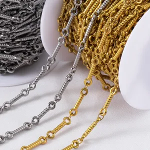 Stainless Steel Bamboo Link Chain Batch Flower Bar Minimalist DIY Jewelry Making Chain For Necklace Bracelet Accessory