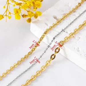 Flat 304 stainless steel oval cross chain for DIY jewelry in various sizes and colors