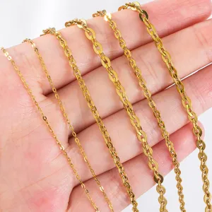 18K gold plated 304 stainless steel flat oval cross chains for DIY jewelry making