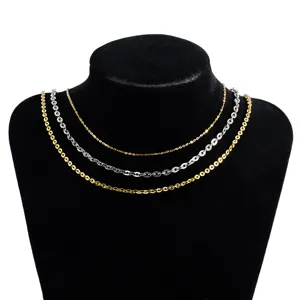 304 stainless steel ultra-fine flat cross chains in gold and silver finishes