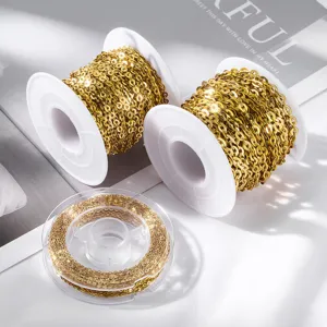 18K gold plated 304 stainless steel thin flat cross chains for DIY jewelry making