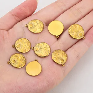 18K vergoldete Edelstahl Anhänger Sonne Mond Sterne für DIY Schmuckherstellung.