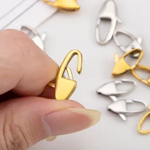 Polished 304 stainless steel long oval lobster clasp jewelry finding for DIY necklaces