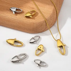 304 stainless steel oval lobster clasps in gold and silver finishes for jewelry making