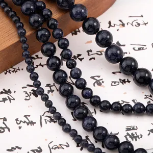 Starry Sky Glass Beads Shimmering Imitation Blue Sandstone Round Spacer Beads For DIY Jewelry Making Bracelet Accessories