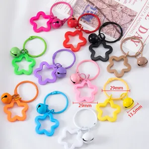 Legering Pentagram Ster Bel Sleutelhanger Accessoires Snoepkleur DIY Sieradenbenodigdheden Voor Oortelefoonhoesje Tas Bedeltje