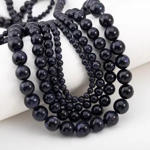 Sparkling blue sandstone glass beads for DIY jewelry making in various sizes