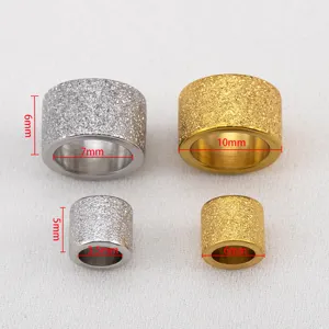 Perles d'espacement givrées en acier inoxydable 304 doré et argenté pour bijoux DIY