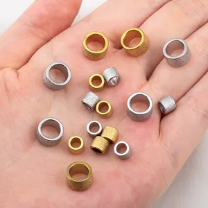 Perles d'espacement dépolies en acier inoxydable 304 à grand trou pour bijoux DIY