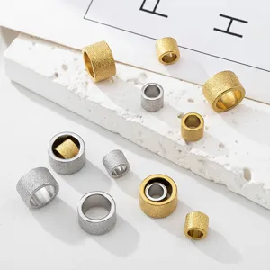 Perles d'espacement en acier inoxydable 304 sablées et givrées pour la création DIY