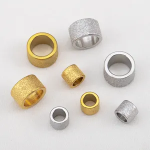 Perles d'espacement givrées en acier inoxydable 304 or et argent pour bijoux DIY