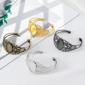 Filigrane Manschettenarmbänder mit ovaler Lünettenfassung für Schmuckherstellung