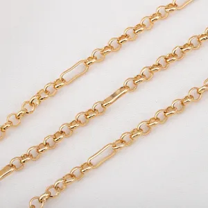 Golden copper paperclip and O-chain link components for DIY jewelry accessories