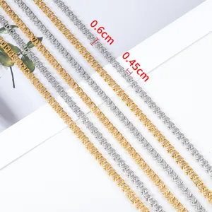 18K vergulde roestvrijstalen dubbele ringkettingen en gourmetkettingen van 0,6 cm en 0,45 cm