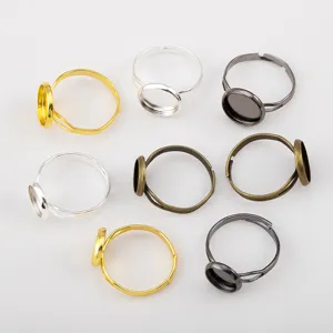 Verstelbare ringen met ronde cabochon basis voor doe-het-zelf