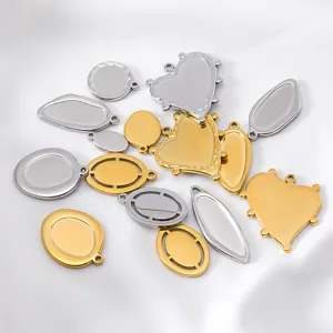 Assortiment 304 roestvrijstalen hangertrays in goud en zilver voor DIY sieraden maken